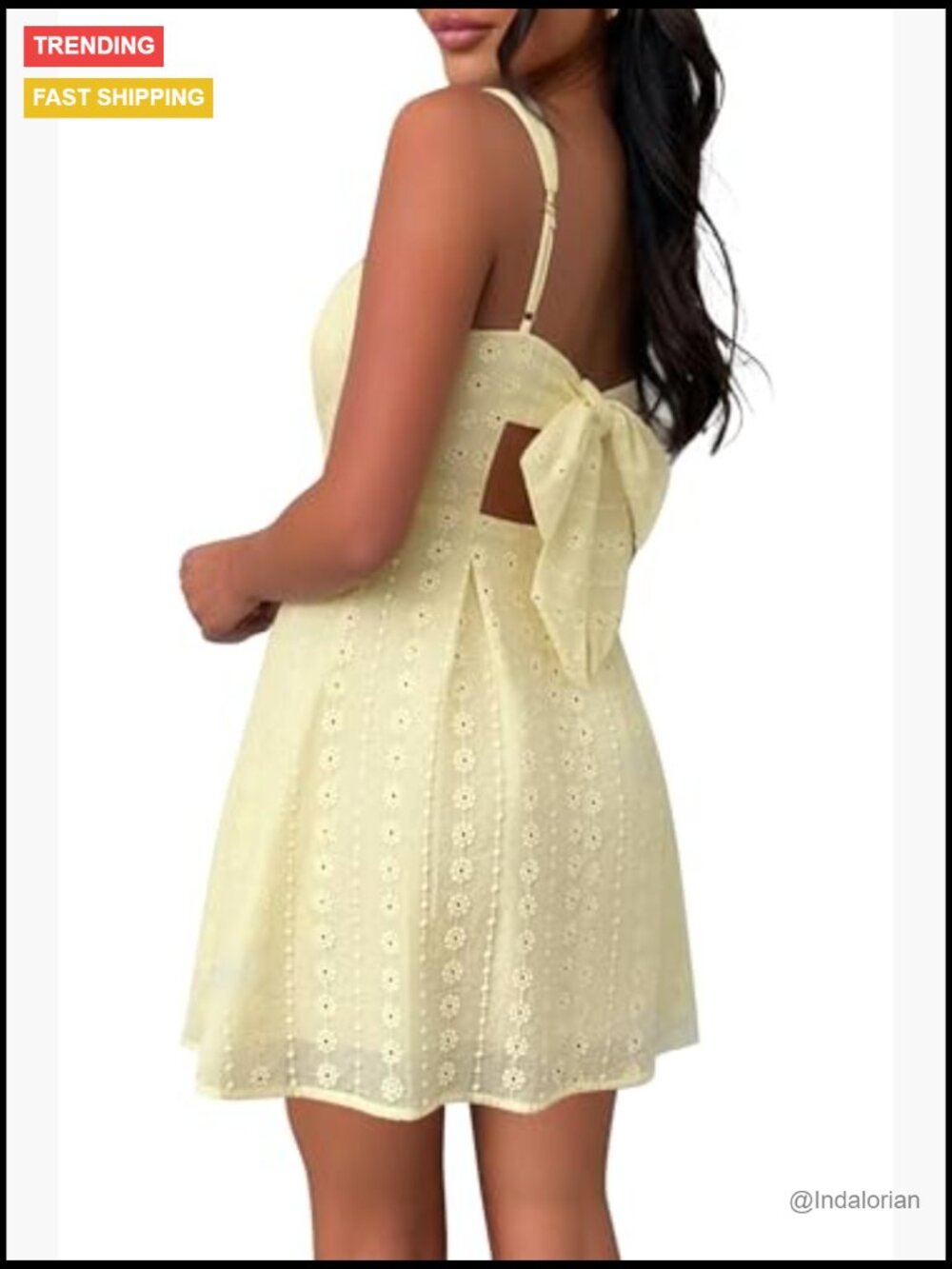 100% Cotton Square Neck Mini Dress Backless Bow Tie Sleeveless A-Line - Picture 2 of 7
